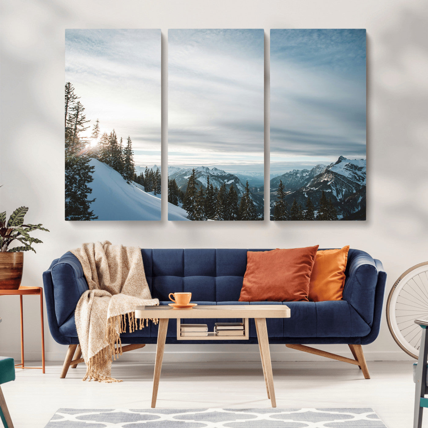 Snowy Mountains Wall Art Canvas Print – Framed Alpine