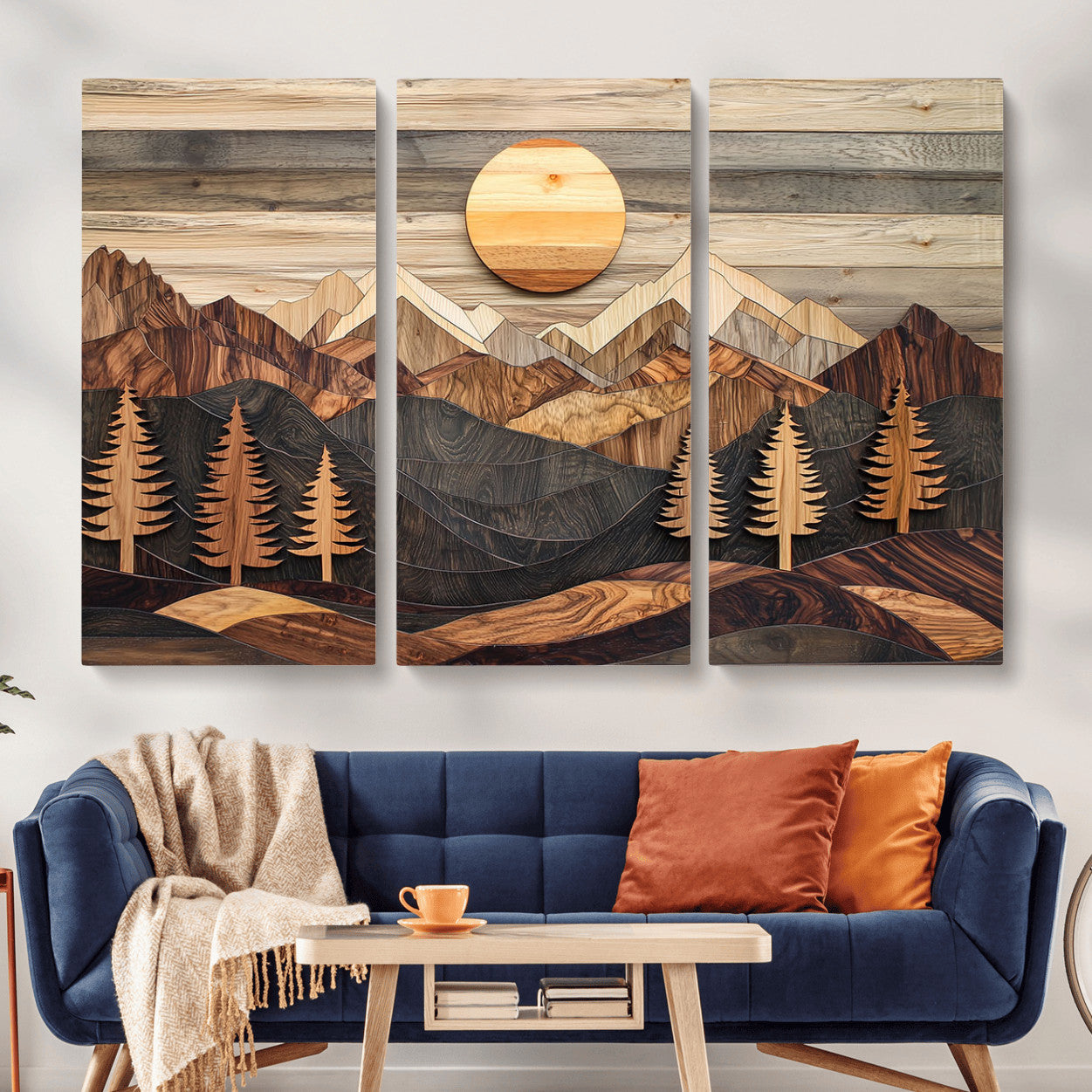 Wood Mountain Wall Art Canvas Print – Layered Forest and