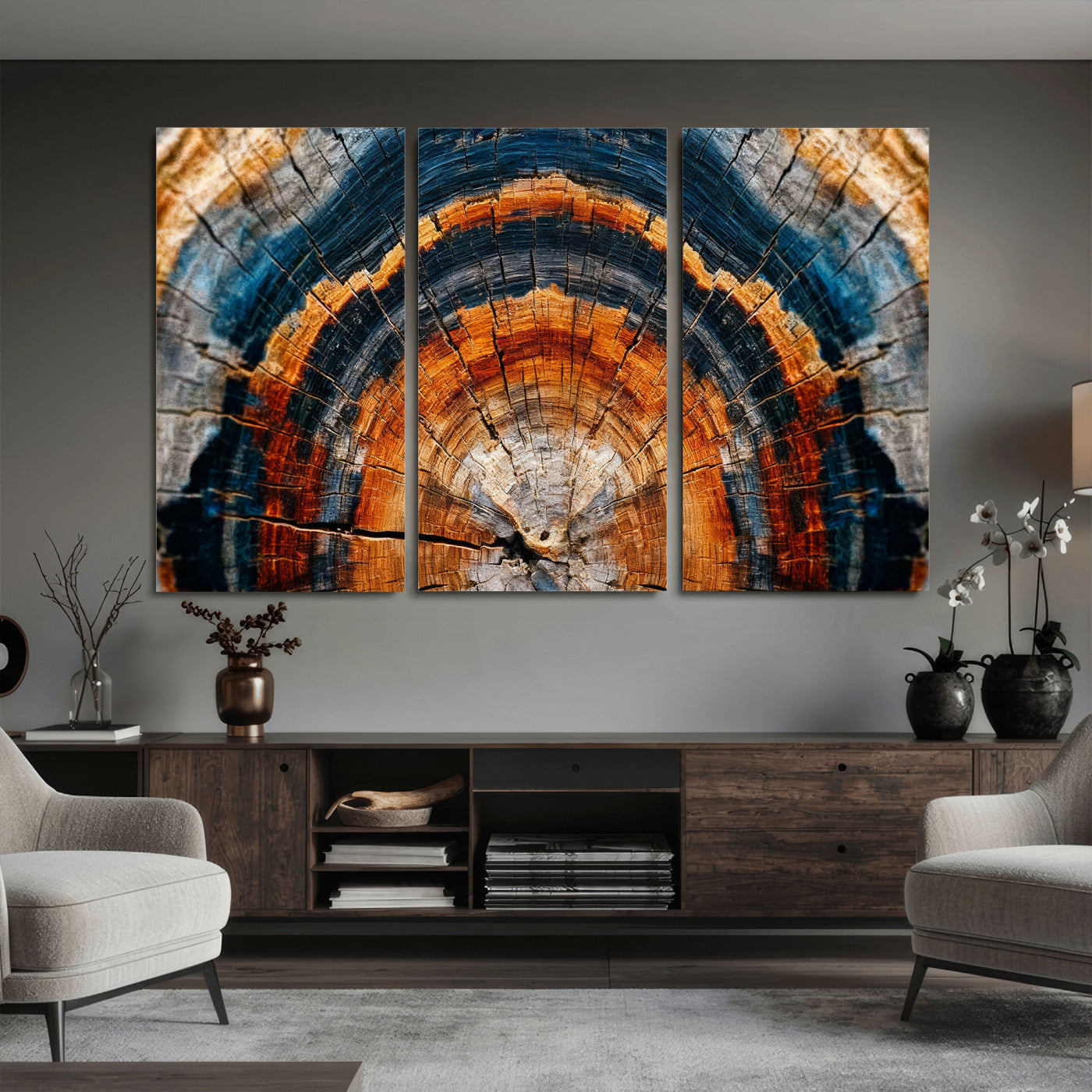 Abstract Wood Grain Canvas Print, Tree Ring Pattern Wall