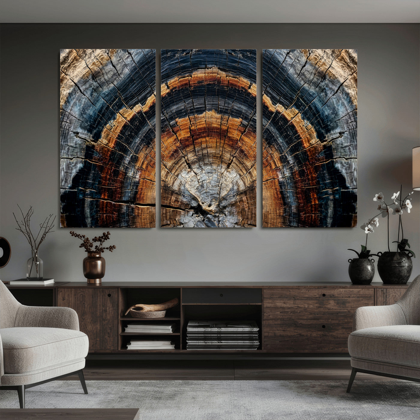 Abstract Wood Grain Canvas Print, Tree Ring Pattern Wall