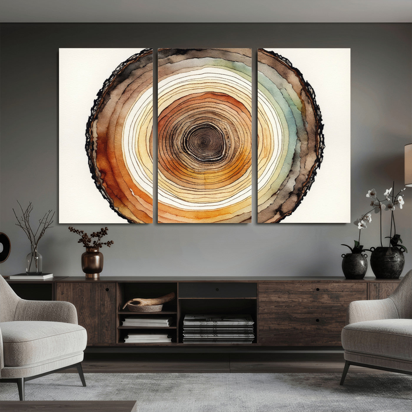 Natural Wood Slice Wall Art Canvas Print, Tree Ring Wall
