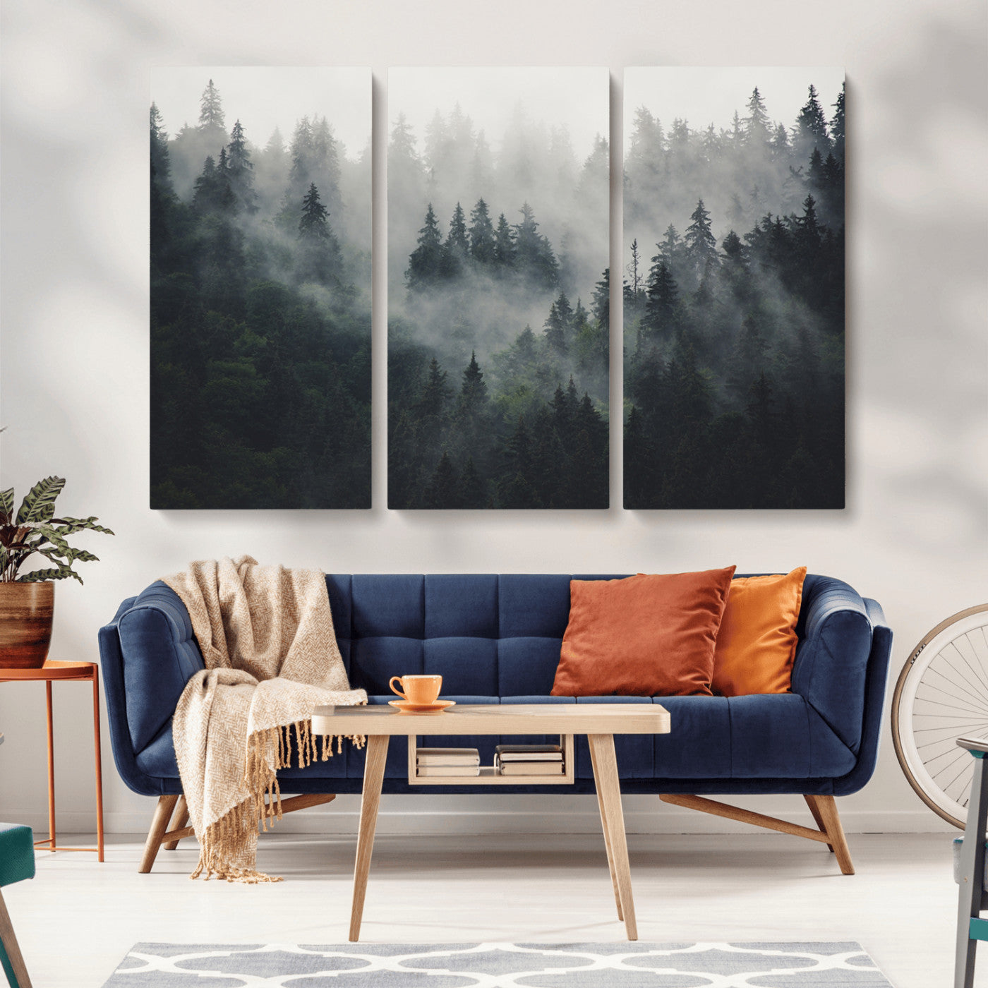 Nature Wall Decor - Serene Triptych Nature Print – Woodland