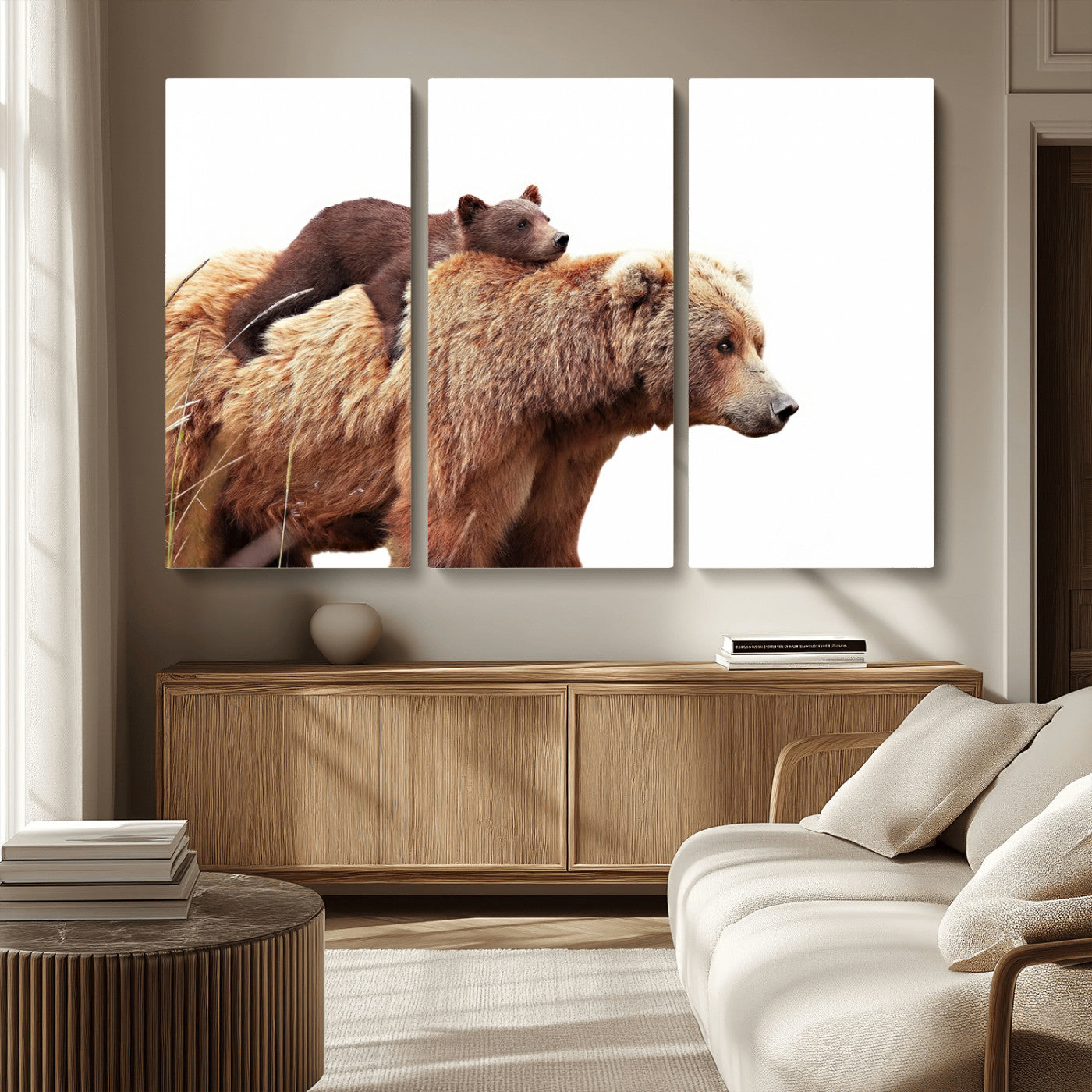 Mother and Baby Bear Canvas Wall Art - Adorable Wildlife