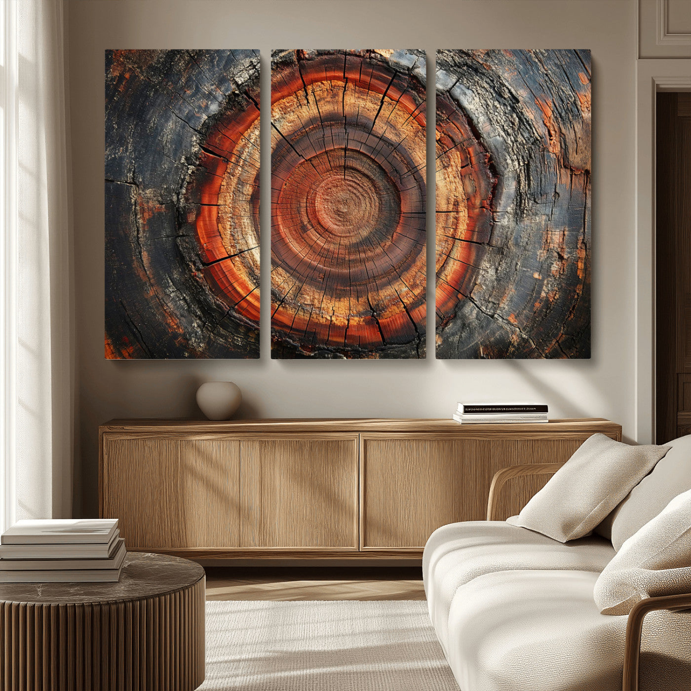Wood Grain Canvas Wall Art - Framed Abstract Tree Ring