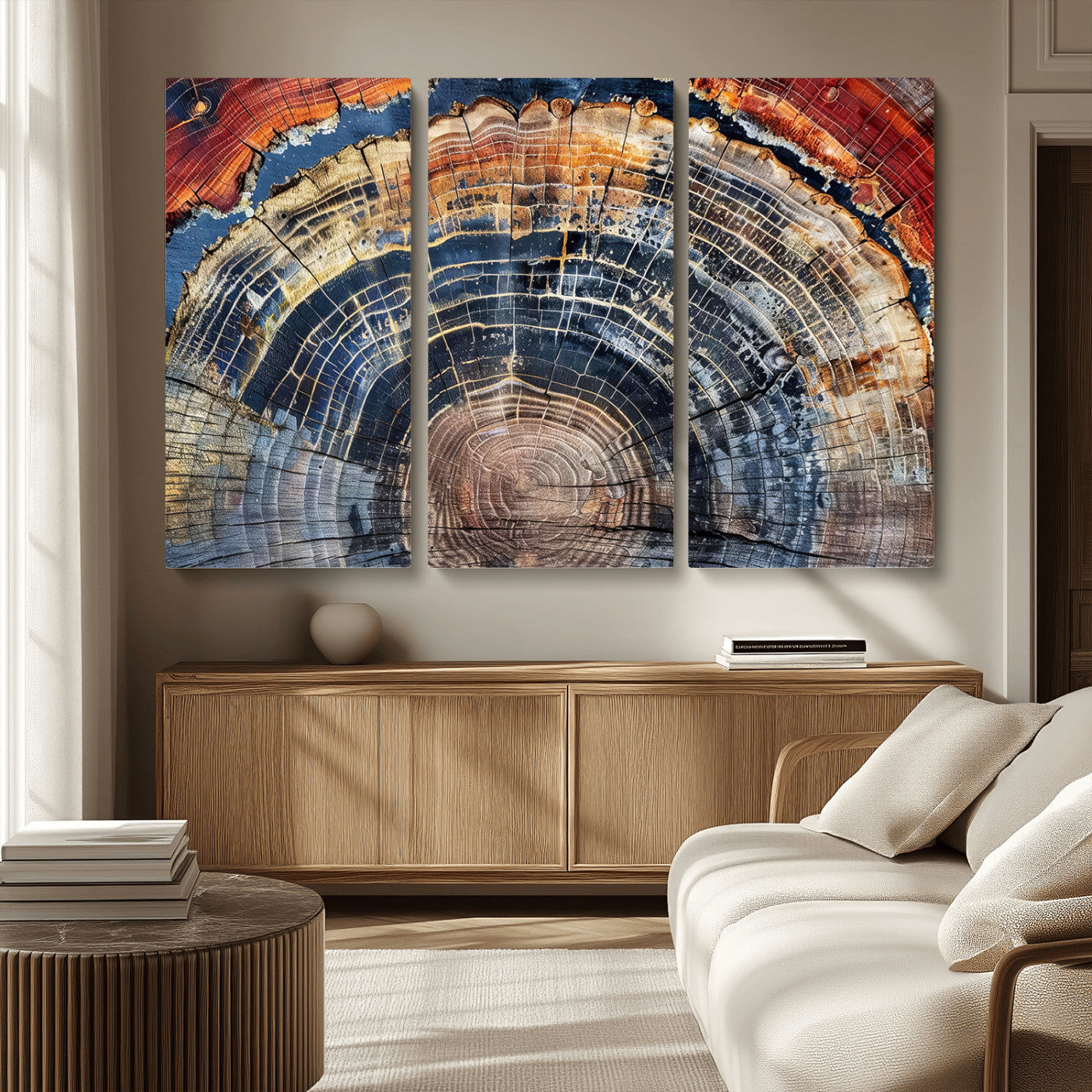 Tree Rings Wall Art Canvas Print – Framed Petrified Wood