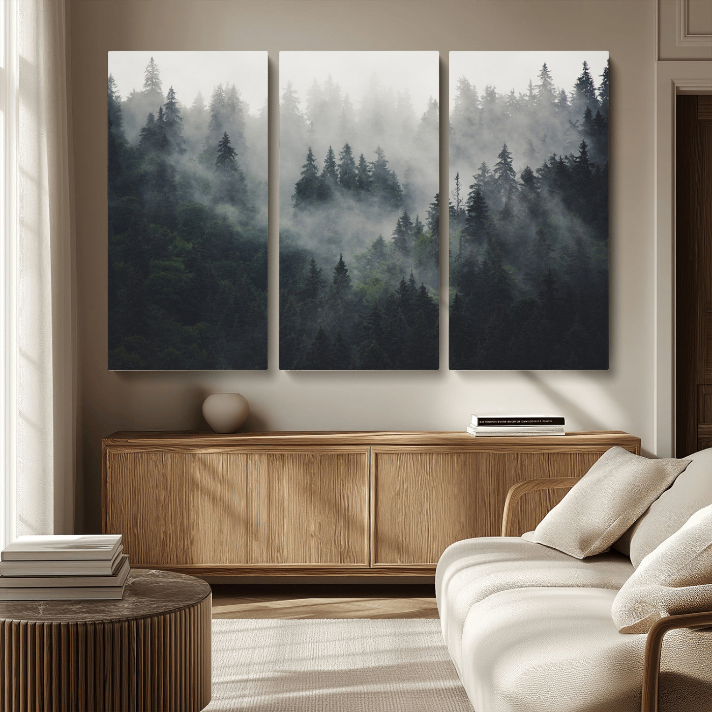 Nature Wall Decor - Serene Triptych Nature Print – Woodland