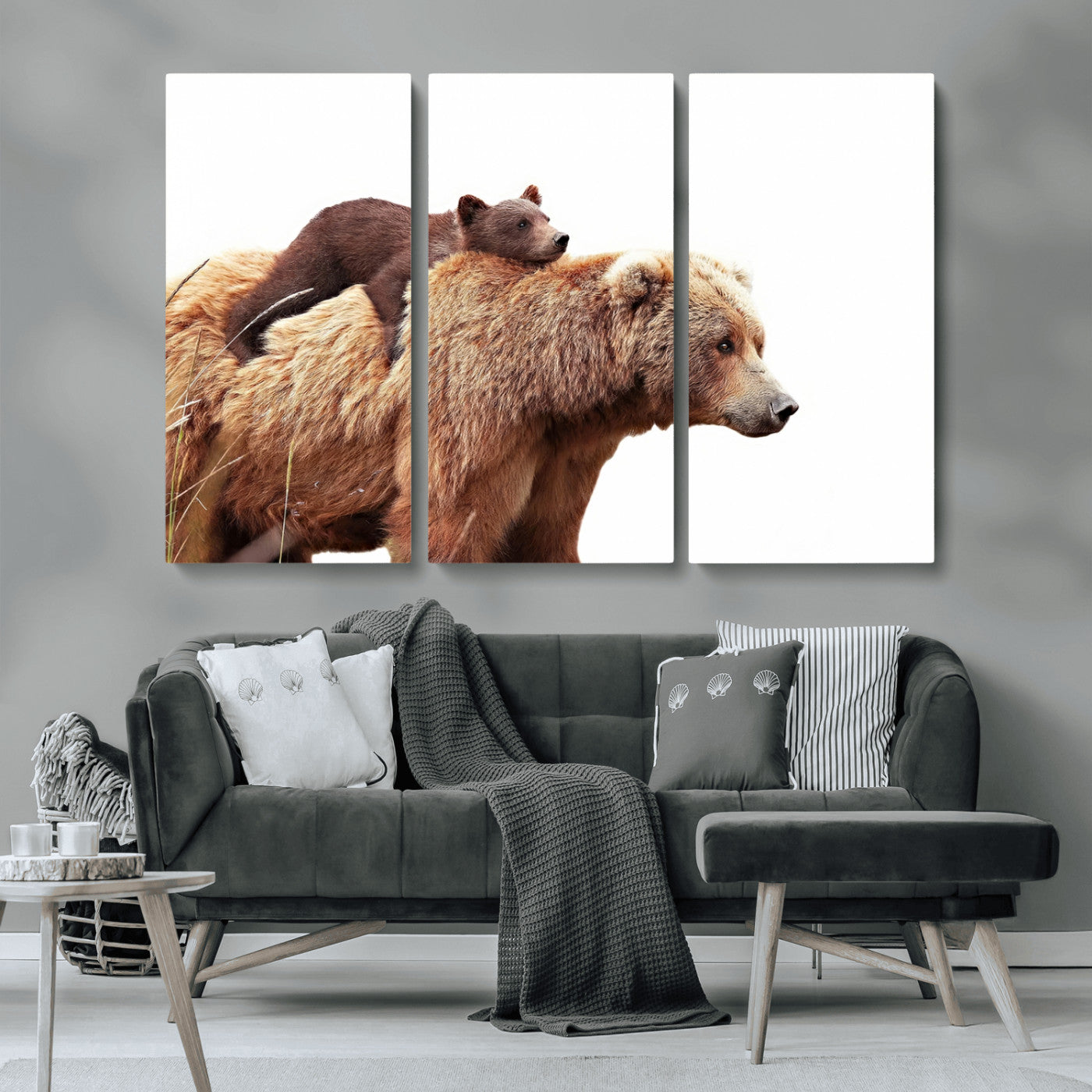 Mother and Baby Bear Canvas Wall Art - Adorable Wildlife