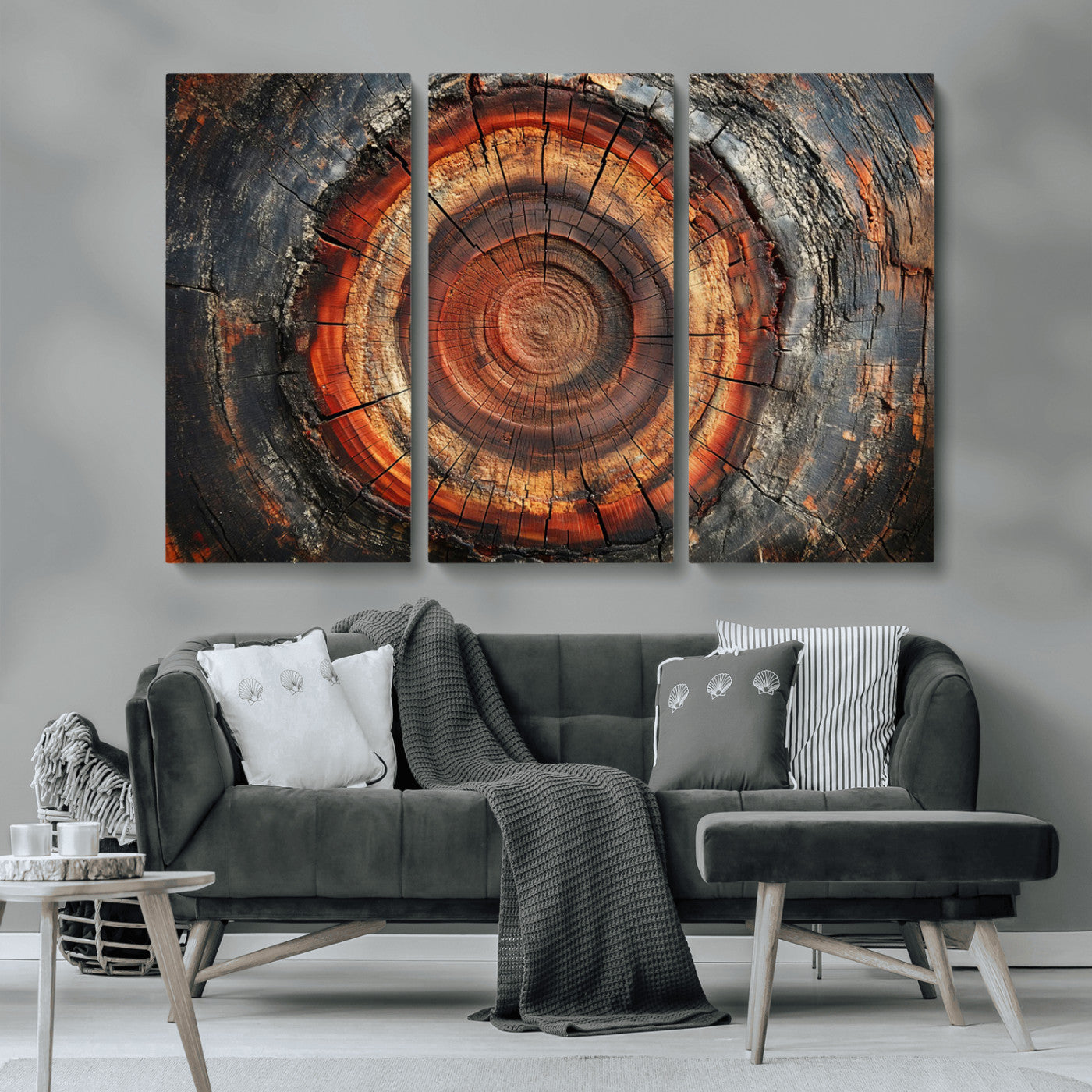 Wood Grain Canvas Wall Art - Framed Abstract Tree Ring