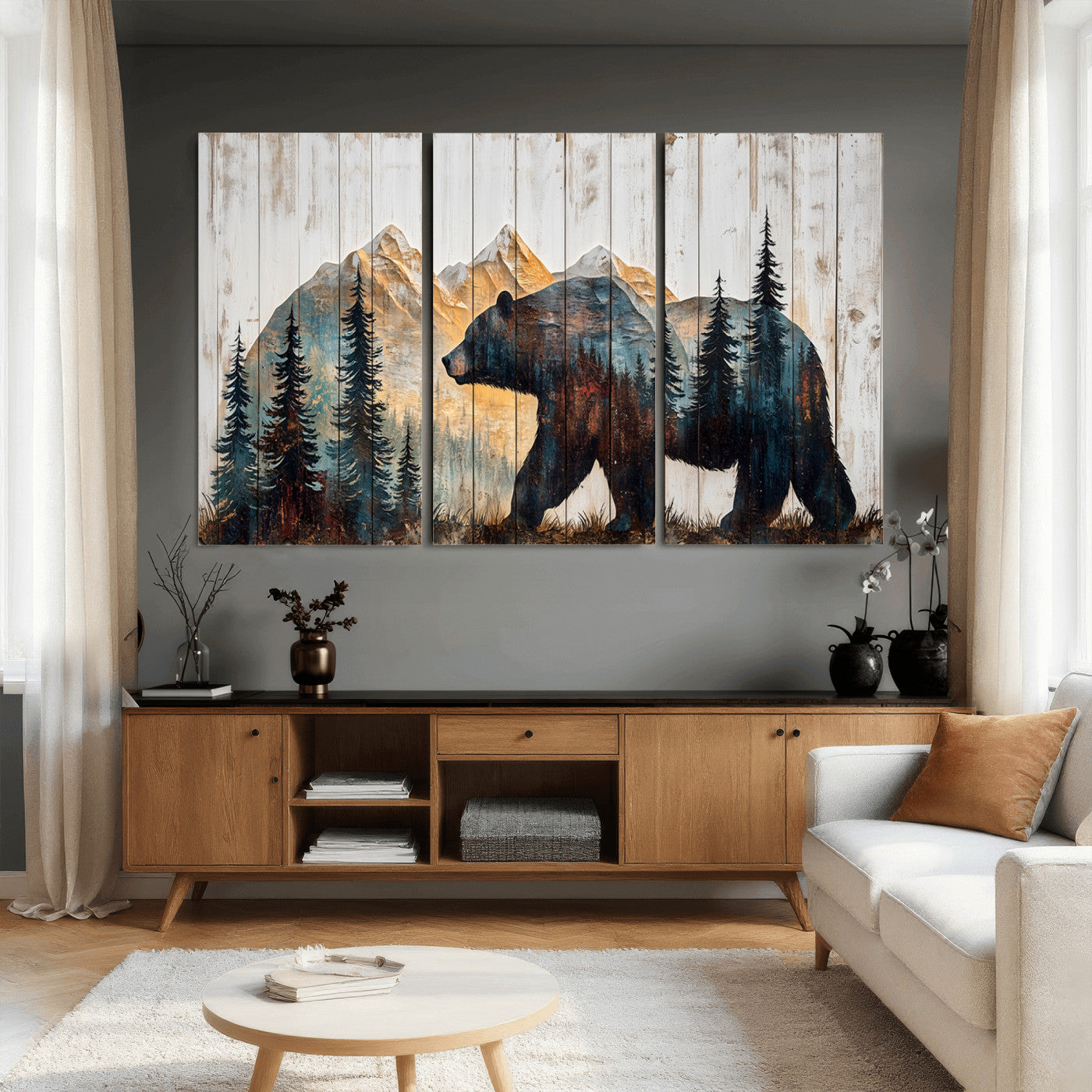 Rustic Bear Wall Art - Grizzly 399 Bear Wall Art - Mountain