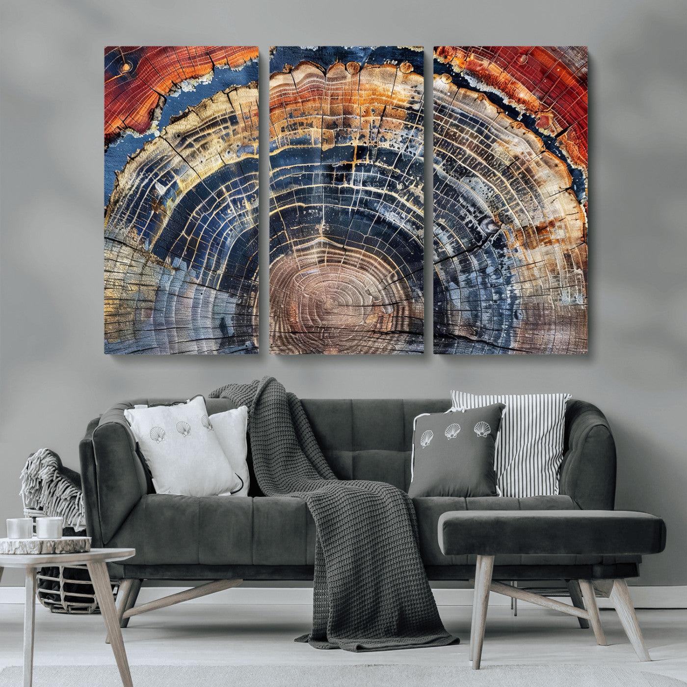Tree Rings Wall Art Canvas Print – Framed Petrified Wood