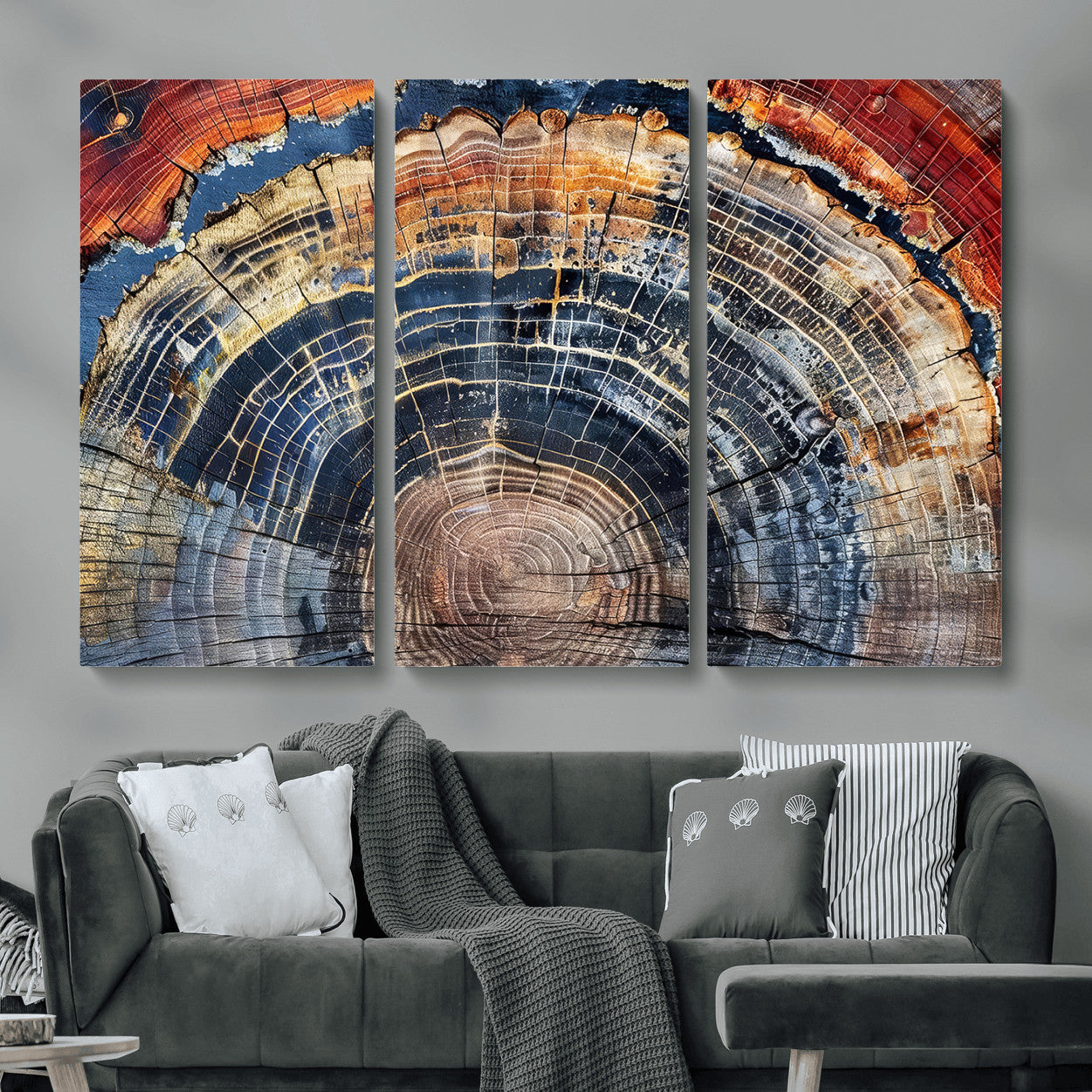 Tree Rings Wall Art Canvas Print – Framed Wood Art Picture