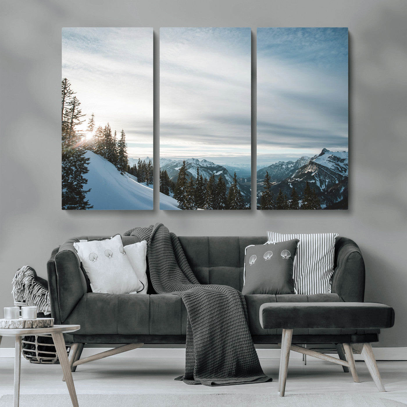 Snowy Mountains Wall Art Canvas Print – Framed Alpine
