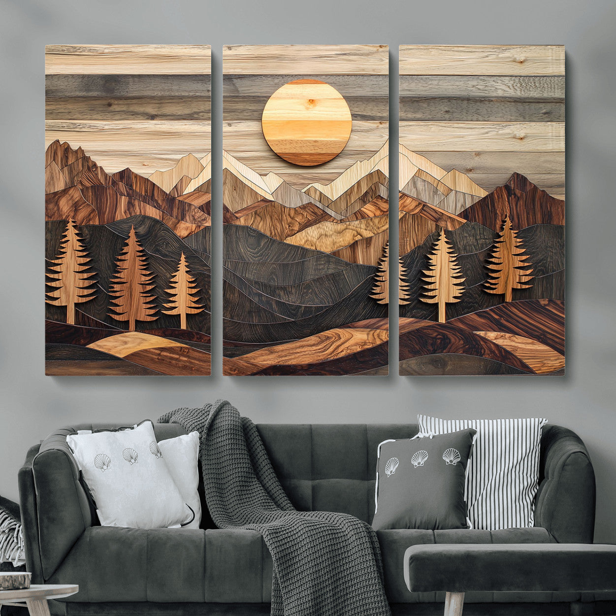 Wood Mountain Wall Art Canvas Print – Layered Forest and