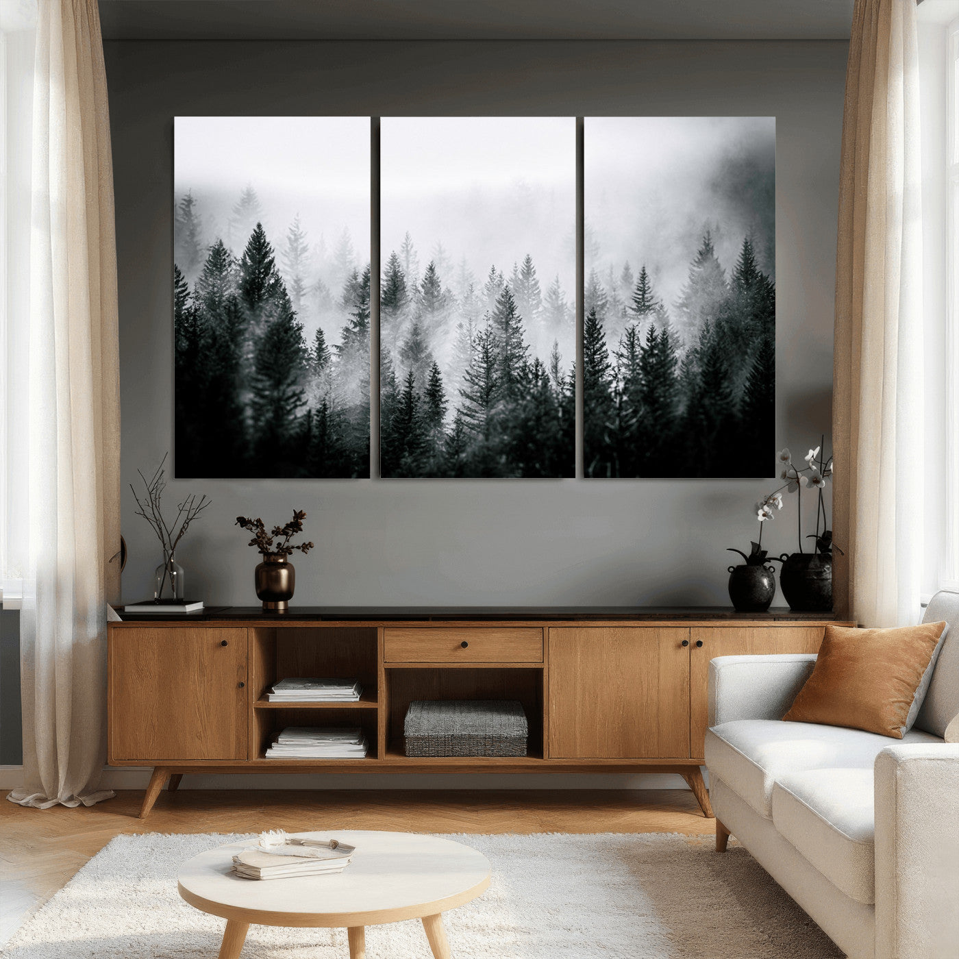 Foggy Forest Wall Art Canvas Print – Mountain Woodland