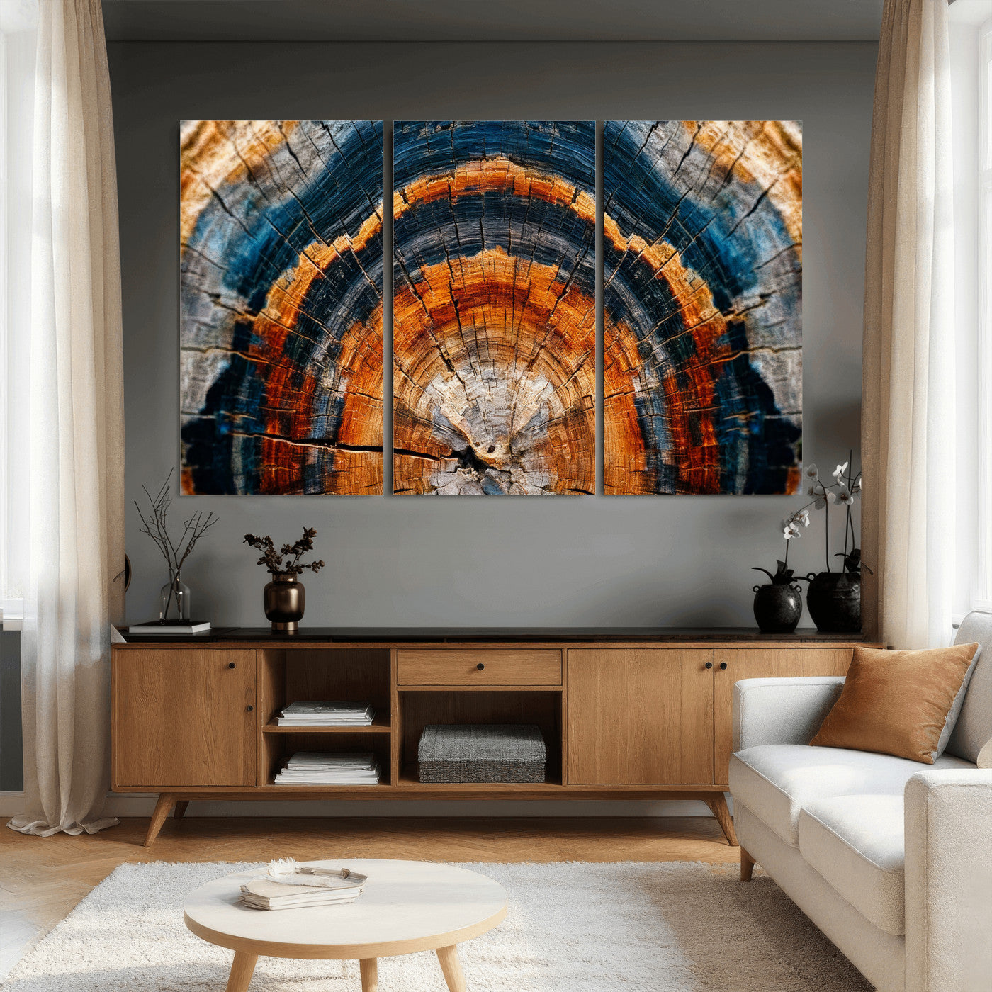 Abstract Wood Grain Canvas Print, Tree Ring Pattern Wall