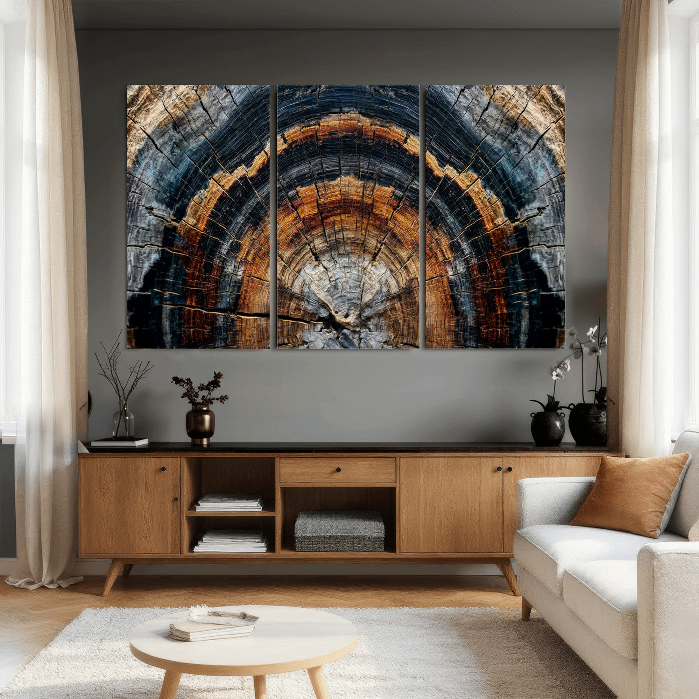 Abstract Wood Grain Canvas Print, Tree Ring Pattern Wall