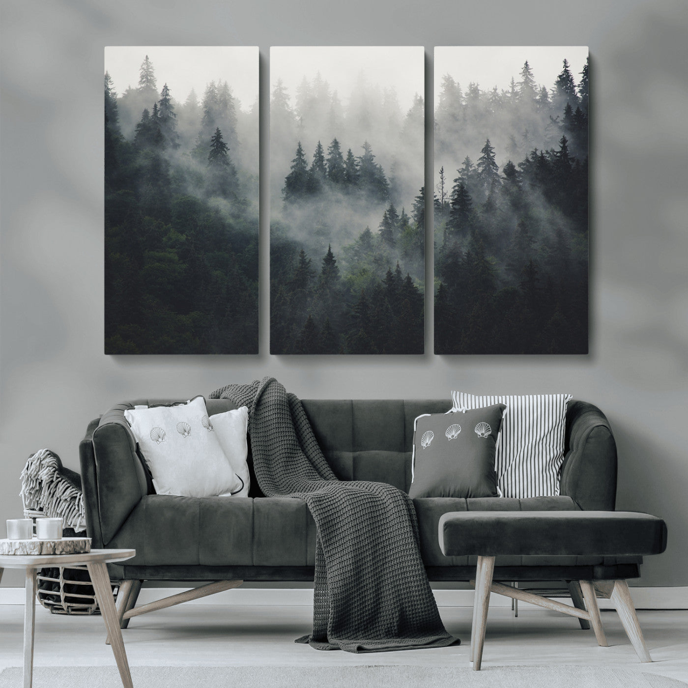 Nature Wall Decor - Serene Triptych Nature Print – Woodland