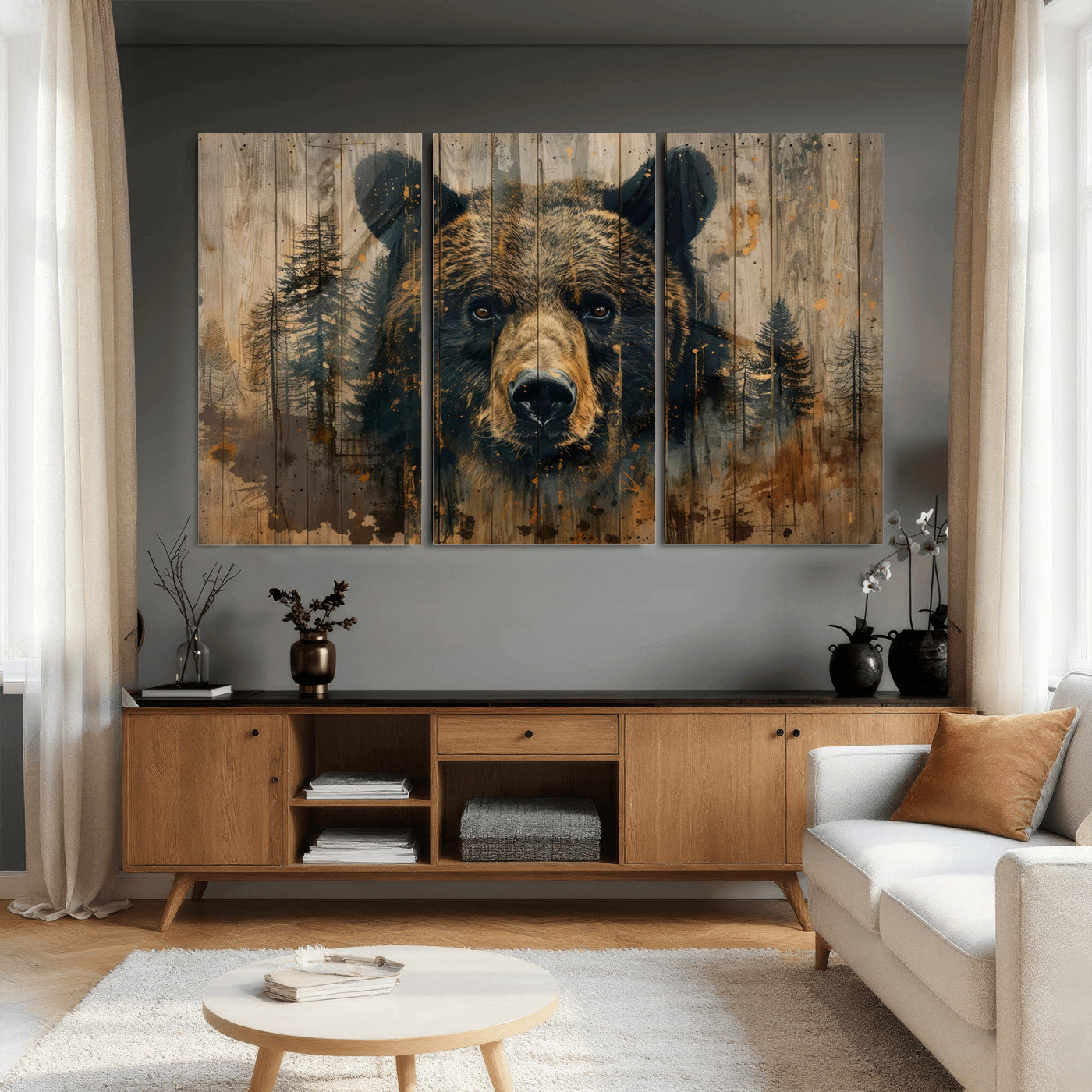 Abstract 399 Bear Wall Art | Rustic Cabin Wall Decor with