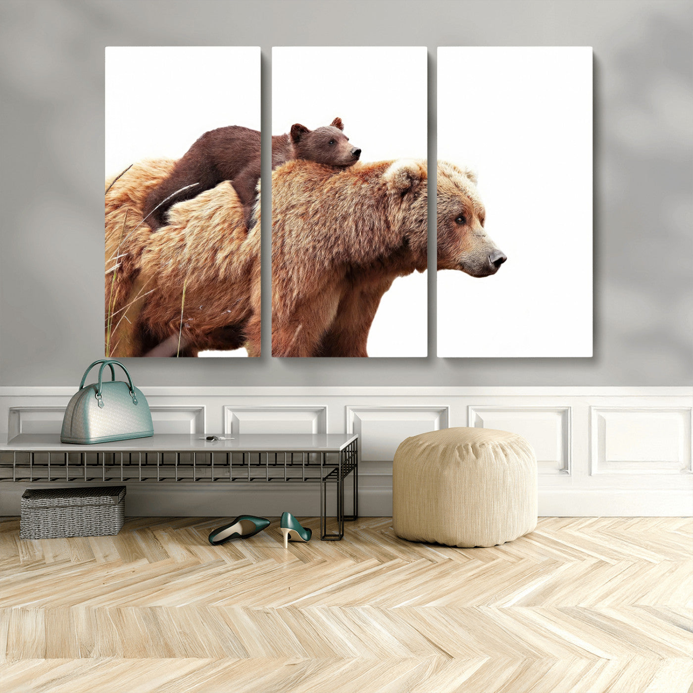 Mother and Baby Bear Canvas Wall Art - Adorable Wildlife