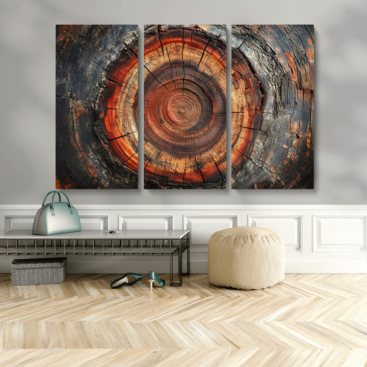 Wood Grain Canvas Wall Art - Framed Abstract Tree Ring
