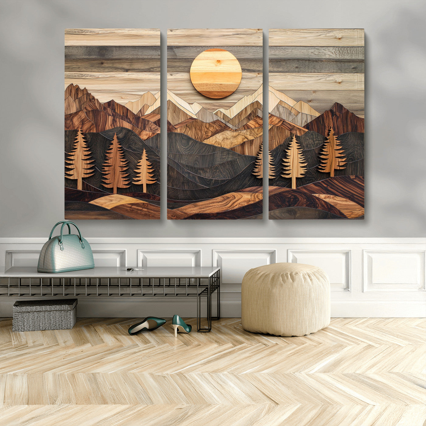 Wood Mountain Wall Art Canvas Print – Layered Forest and