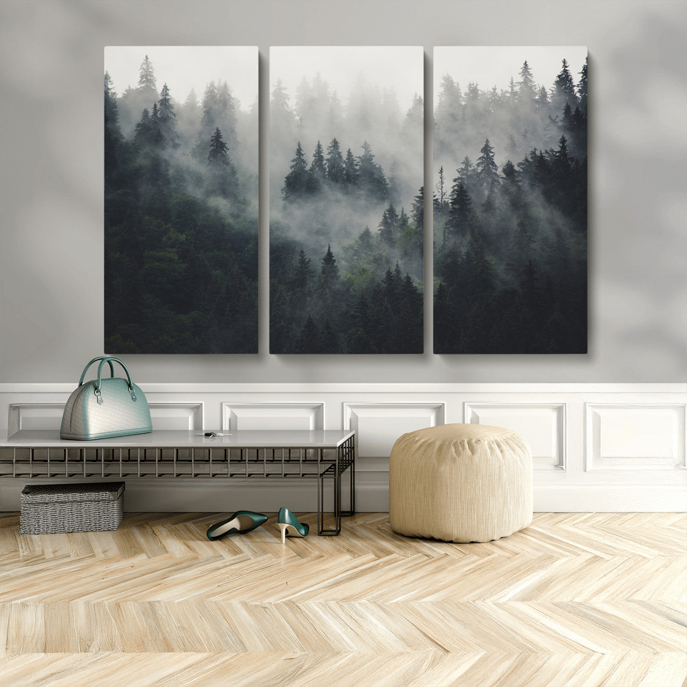 Nature Wall Decor - Serene Triptych Nature Print – Woodland