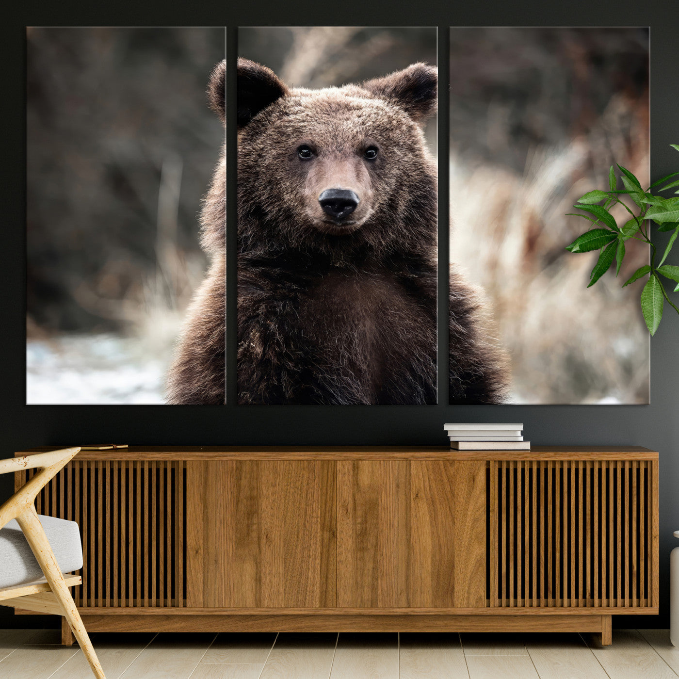 Brown Bear Wall Art Canvas Print – Framed Majestic Woodland