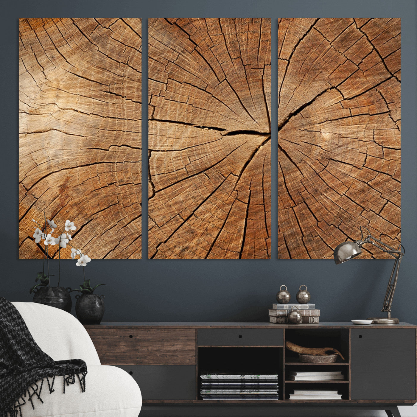 Tree Ring Canvas Art, Rustic Wood Grain Wall Art, Tree Slice