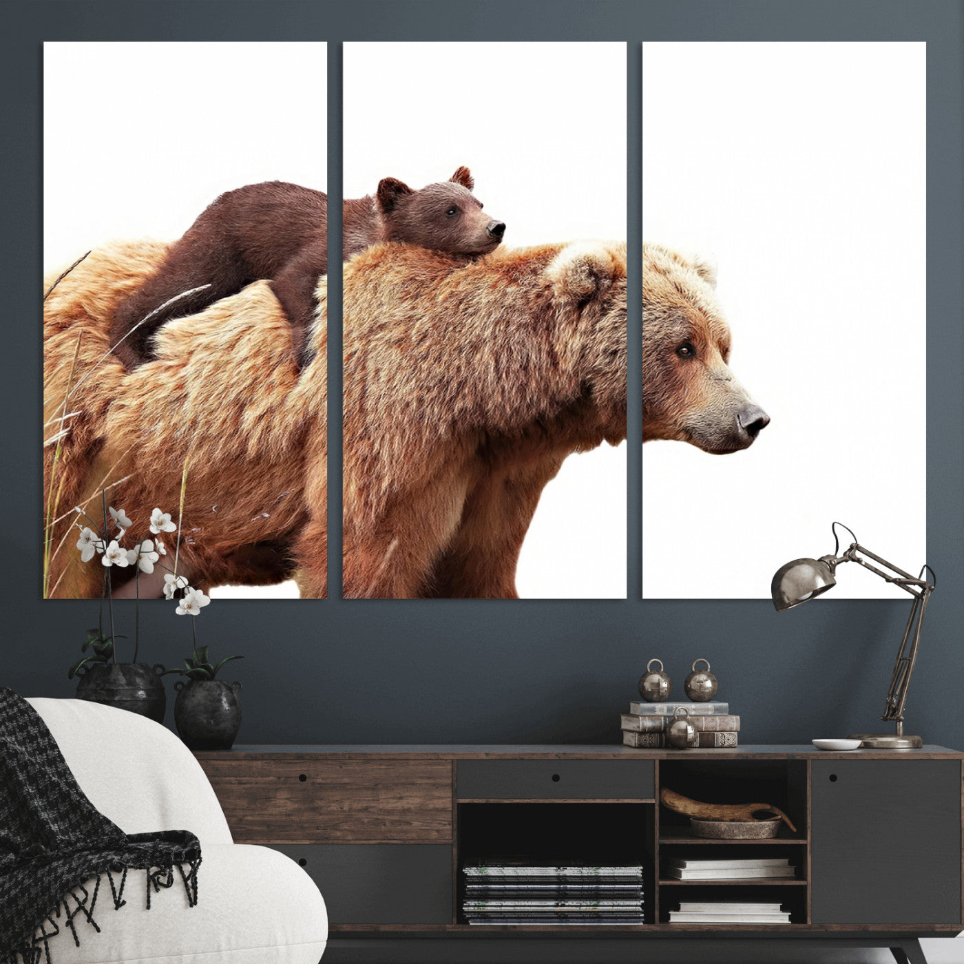 Mother and Baby Bear Canvas Wall Art - Adorable Wildlife