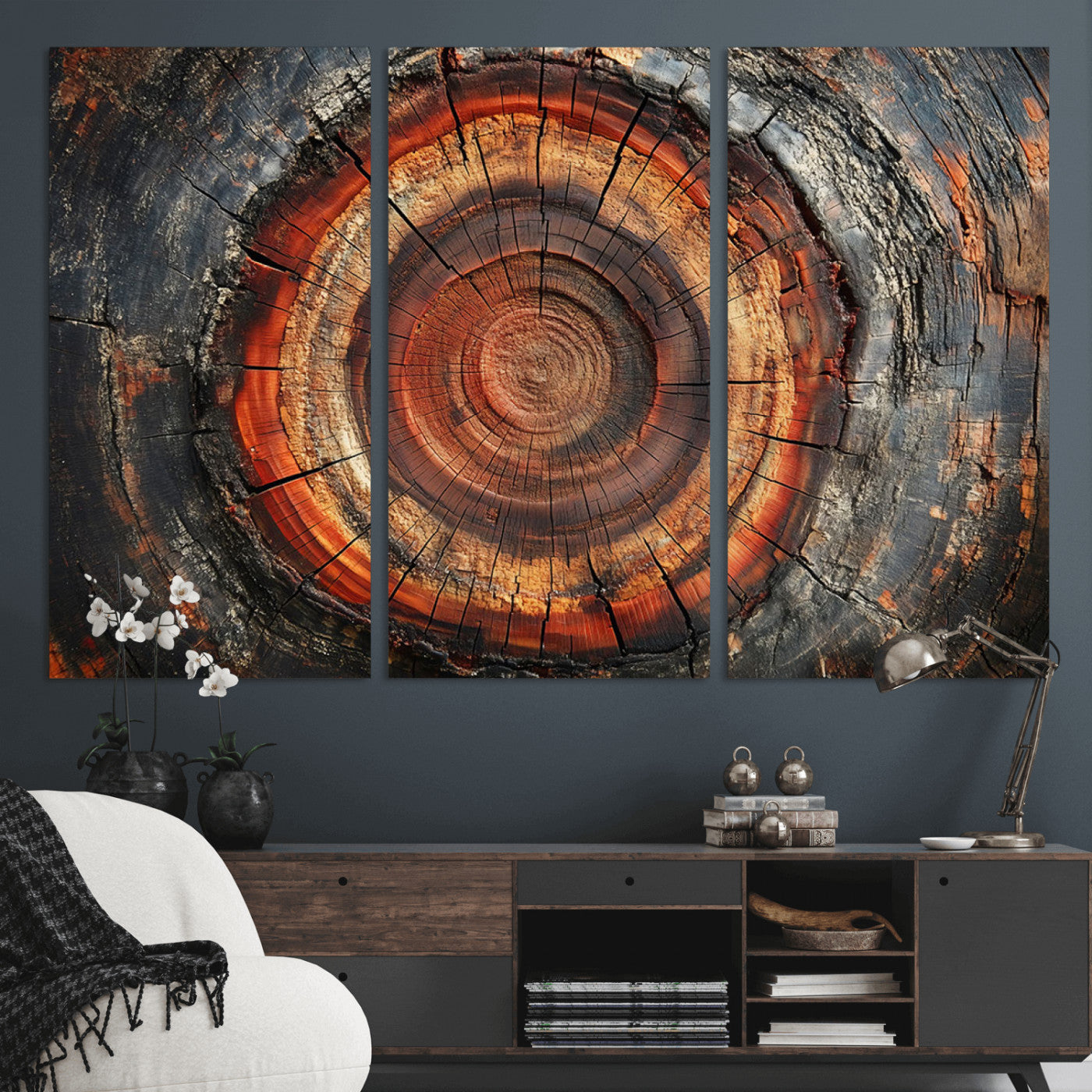 Wood Grain Canvas Wall Art - Framed Abstract Tree Ring
