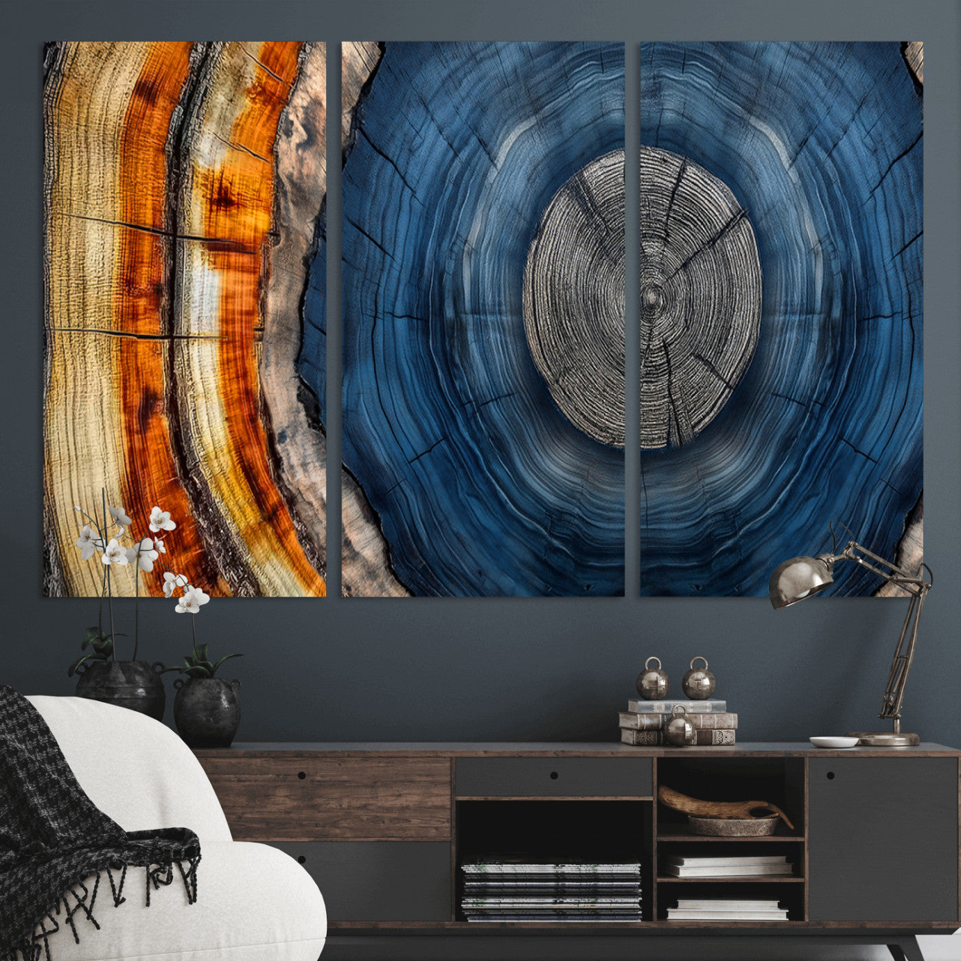 Abstract Tree Rings Wall Art Canvas Print – Modern Wood