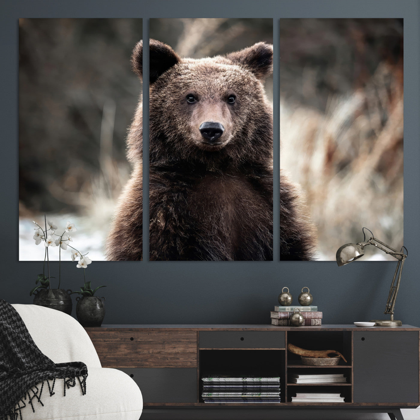 Brown Bear Wall Art Canvas Print – Framed Majestic Woodland