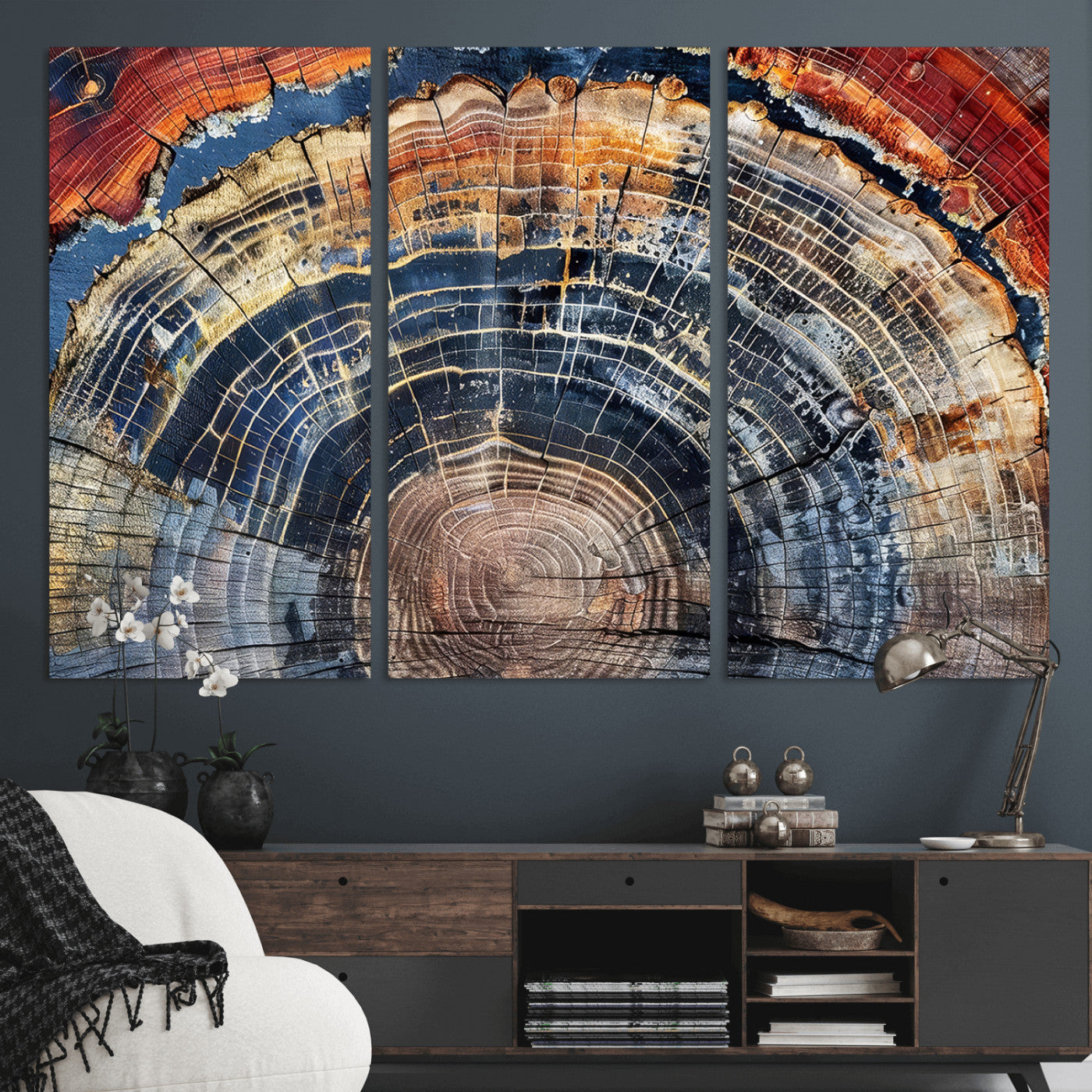 Tree Rings Wall Art Canvas Print – Framed Petrified Wood