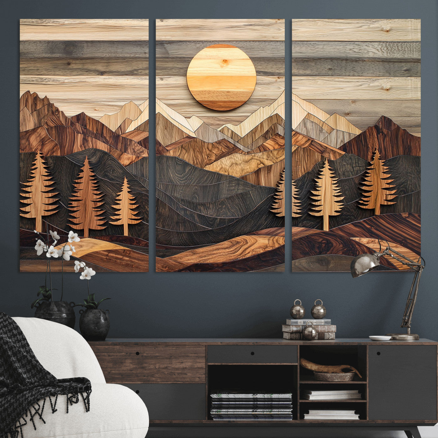 Wood Mountain Wall Art Canvas Print – Layered Forest and