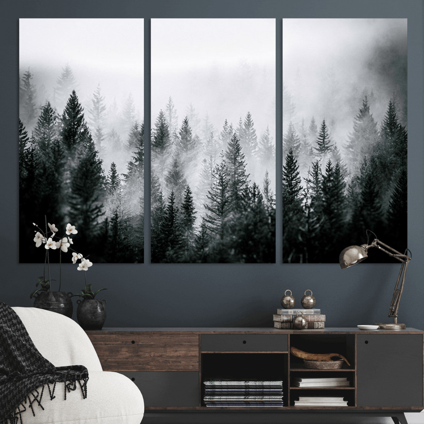 Foggy Forest Wall Art Canvas Print – Mountain Woodland