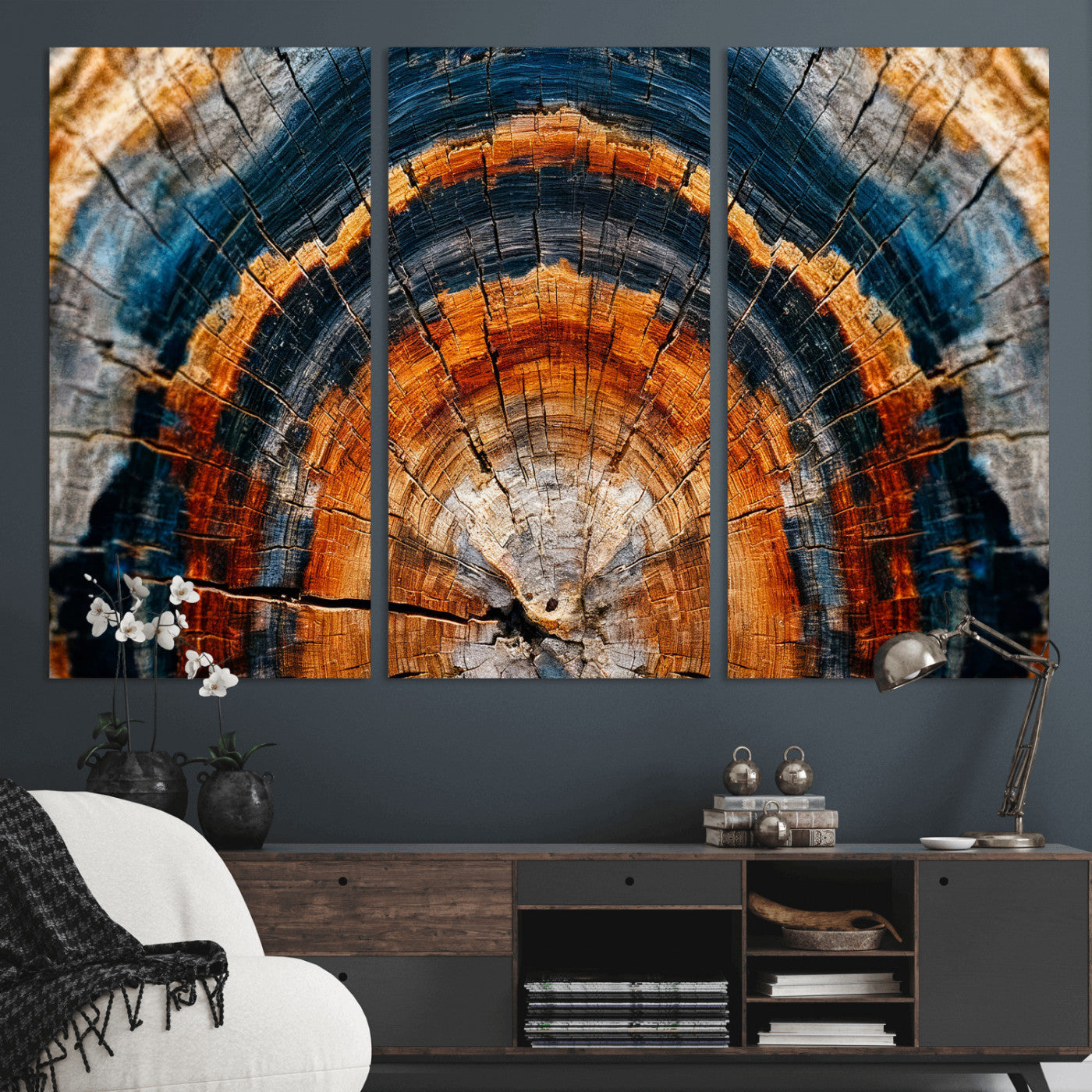 Abstract Wood Grain Canvas Print, Tree Ring Pattern Wall