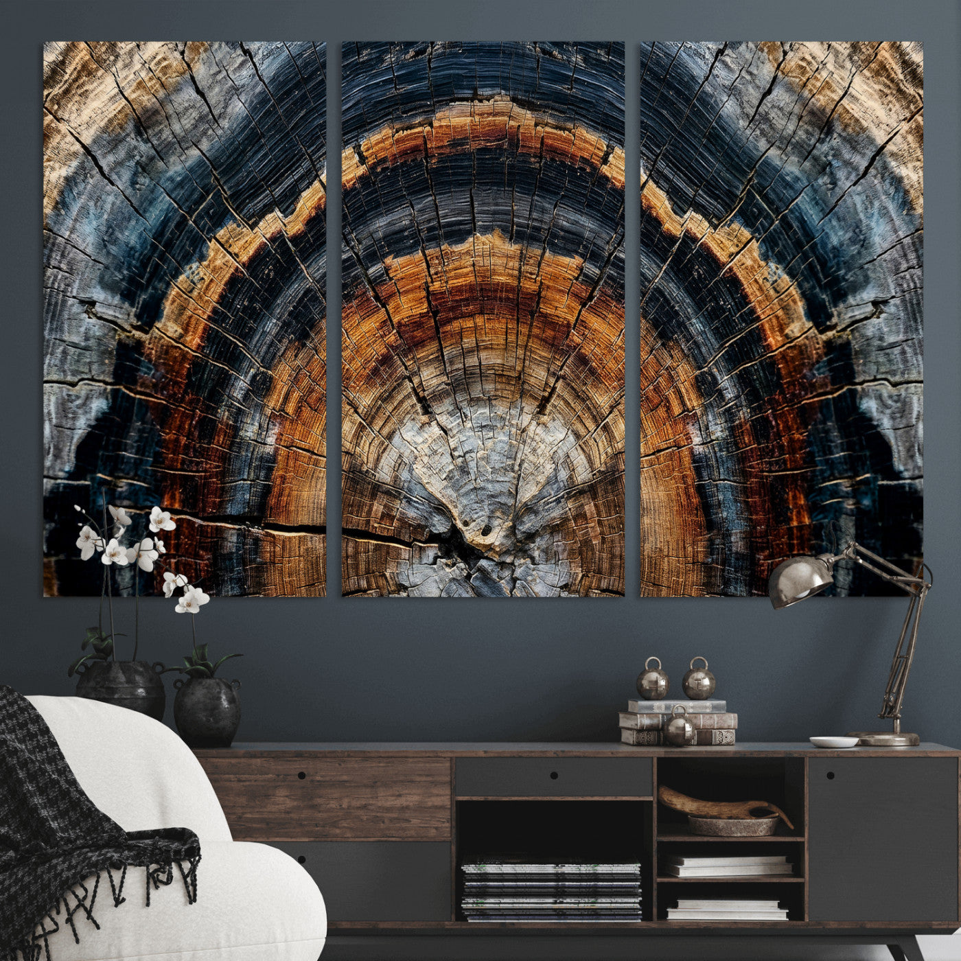 Abstract Wood Grain Canvas Print, Tree Ring Pattern Wall