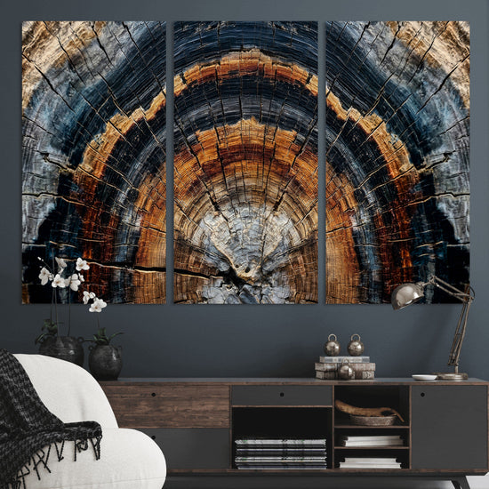 Abstract Wood Grain Canvas Print, Tree Ring Pattern Wall