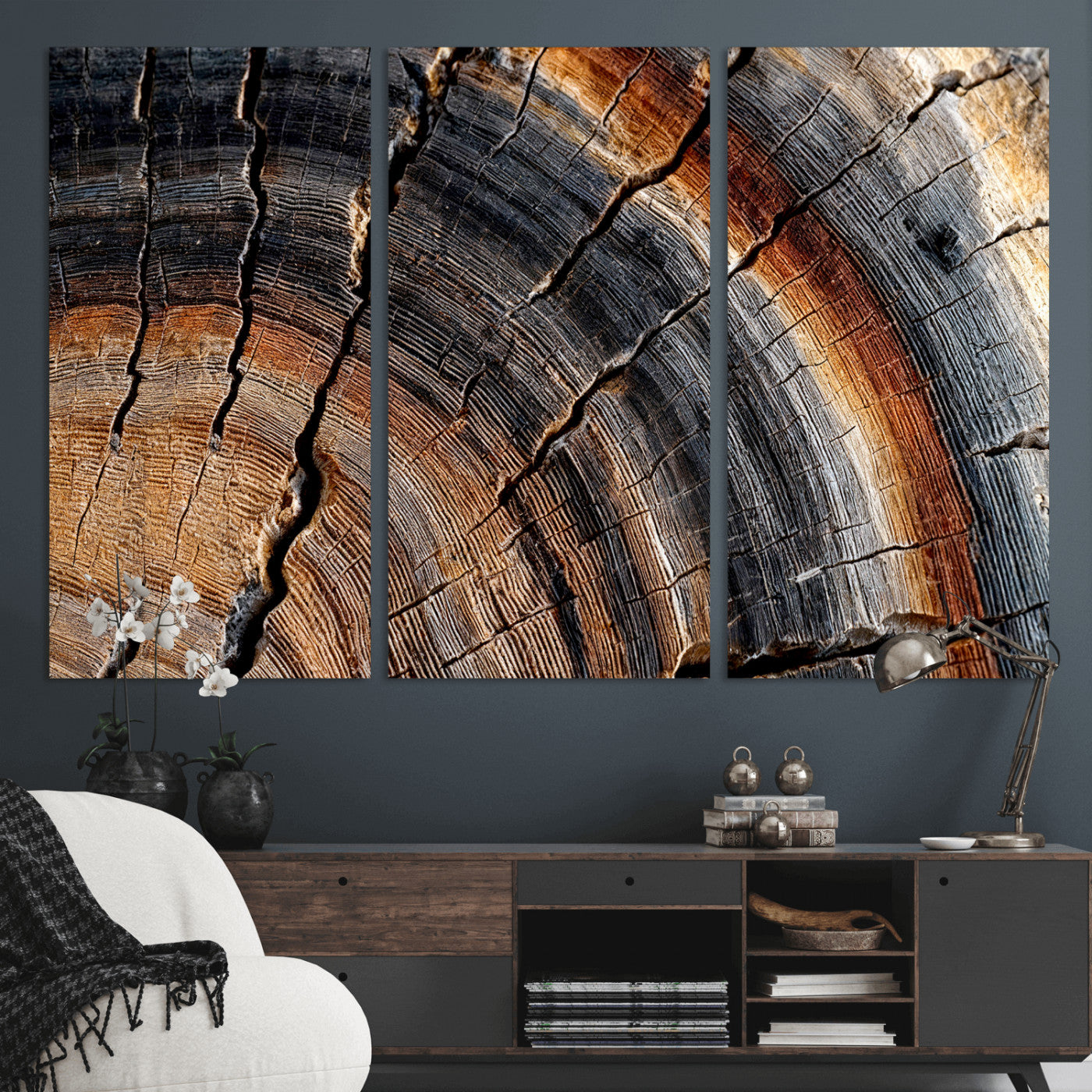 Abstract Tree Ring Wall Art Print – Natural Rustic Wood