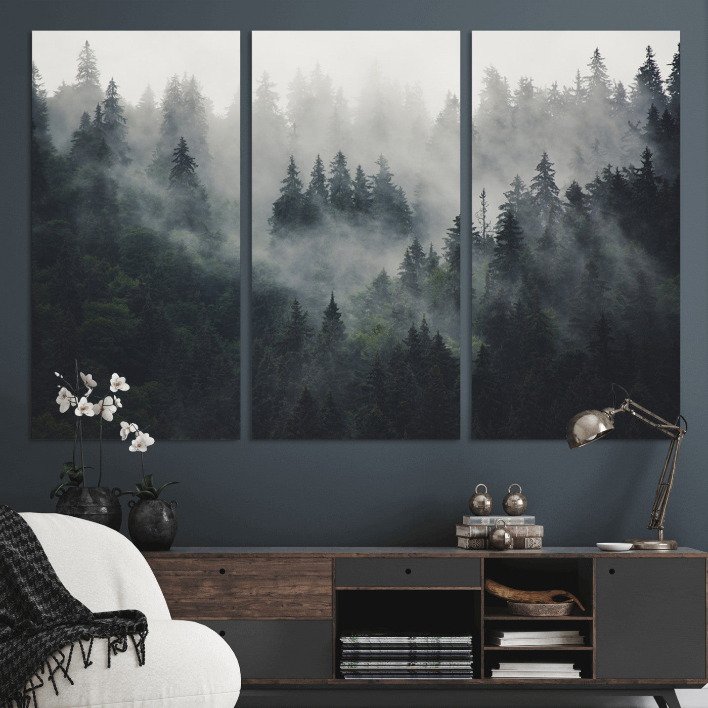 Nature Wall Decor - Serene Triptych Nature Print – Woodland