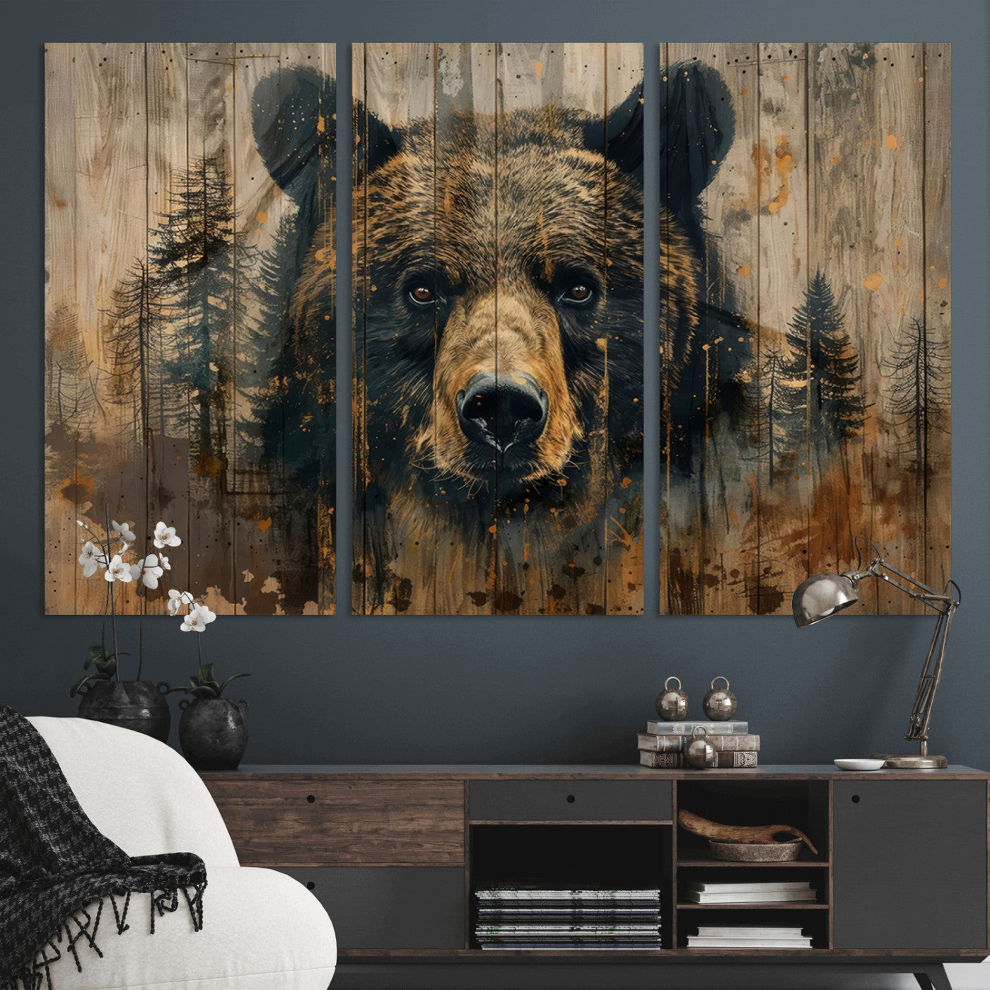 Abstract 399 Bear Wall Art | Rustic Cabin Wall Decor with