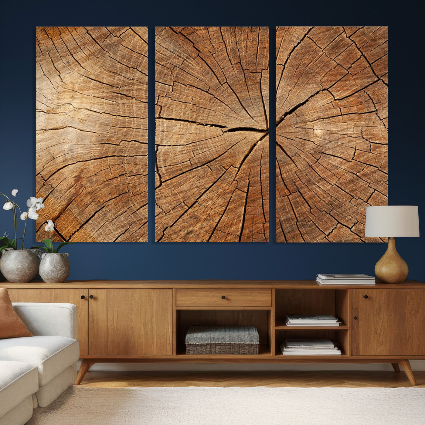 Tree Ring Canvas Art, Rustic Wood Grain Wall Art, Tree Slice