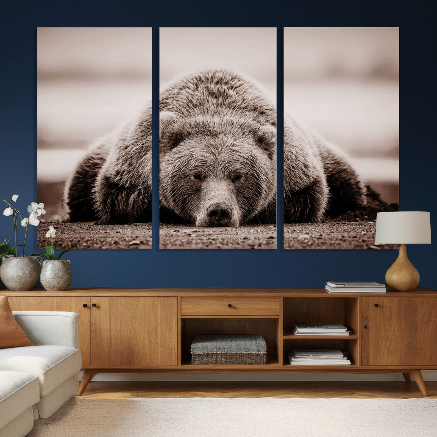 Grizzly Bear Wall Art Print - Bear Canvas Wall Art - Rustic