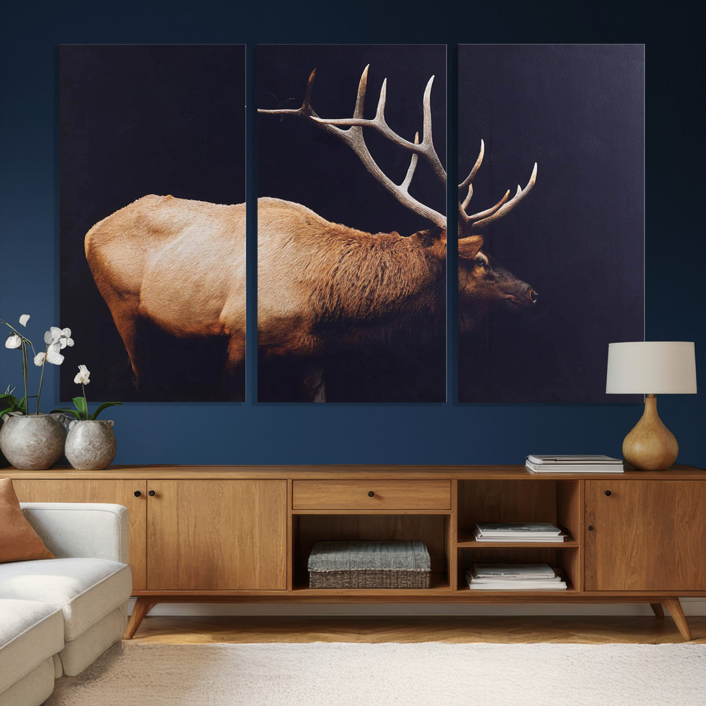Rustic Elk Wall Art Canvas Print – Framed Moody Wildlife Art