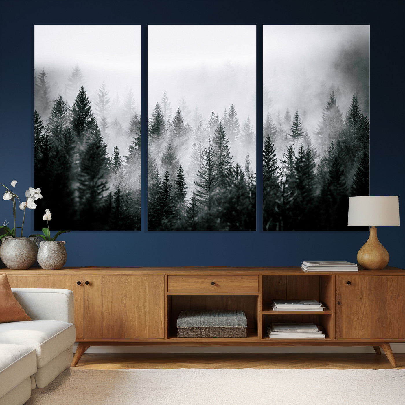 Foggy Forest Wall Art Canvas Print – Mountain Woodland