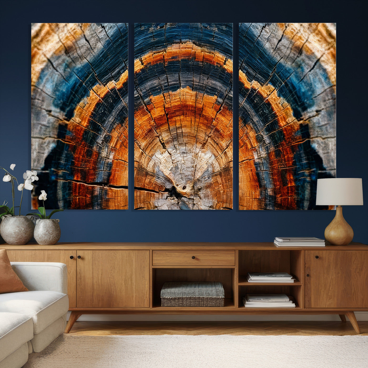 Abstract Wood Grain Canvas Print, Tree Ring Pattern Wall