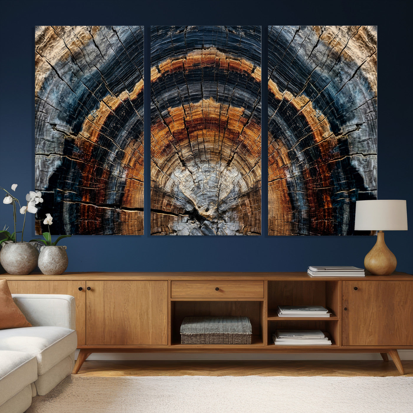 Abstract Wood Grain Canvas Print, Tree Ring Pattern Wall