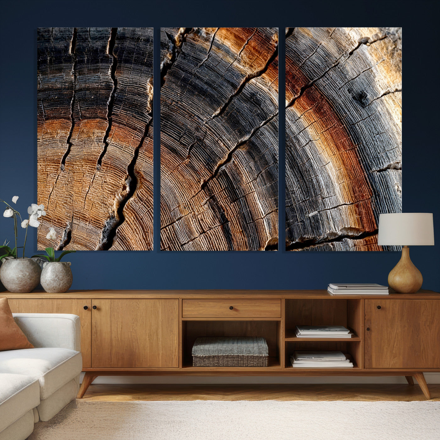 Abstract Tree Ring Wall Art Print – Natural Rustic Wood