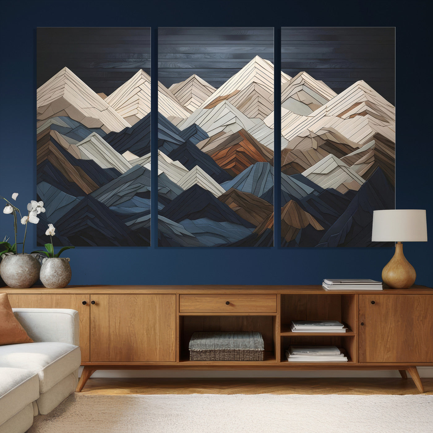 Wood Mountain Wall Art | Mountain Canvas Print Wood Decor |