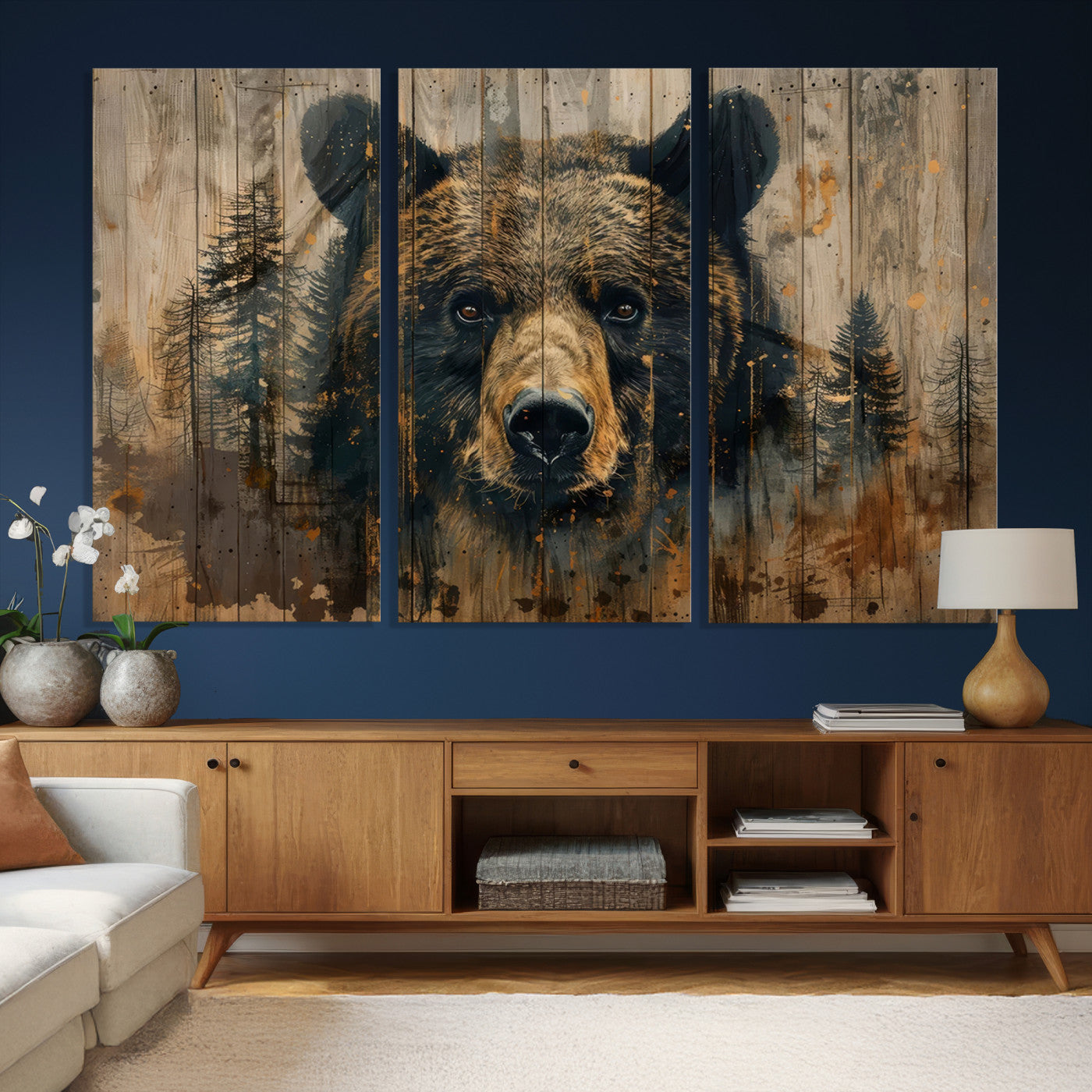 Abstract 399 Bear Wall Art | Rustic Cabin Wall Decor with